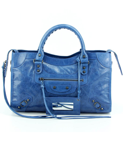 Balenciaga Motorcycle Bag City nel Mar pelle blu Olio (rame N